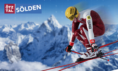 Sölden Challenge racer in the Austrian suit
